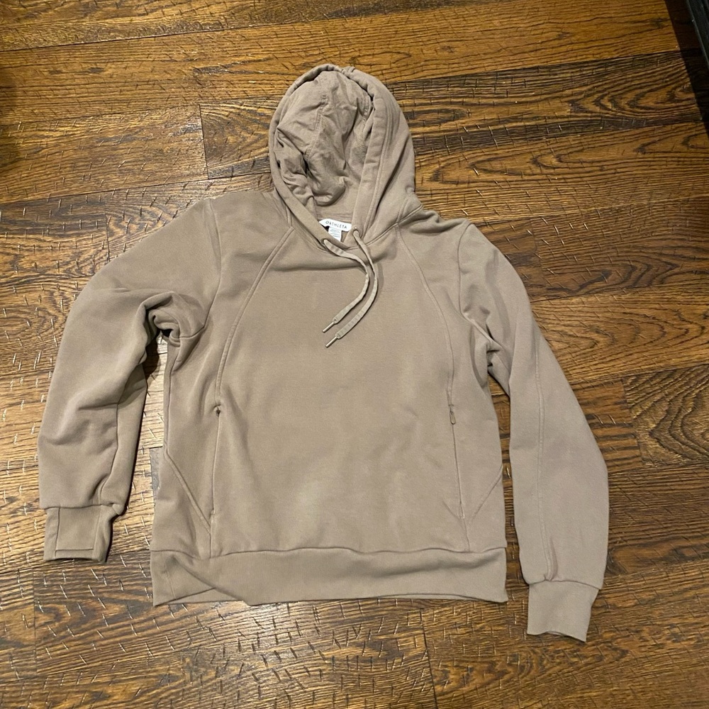 Athleta Womens Hooded Pullover Sweatshirt - Taupe size M